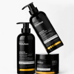 Три флакона YOUtoo Keratin Nutrition в динамичной группировке на белом фоне — YOUtoo